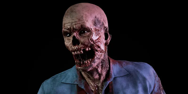 3D zombie character prepared for skinning and animation
