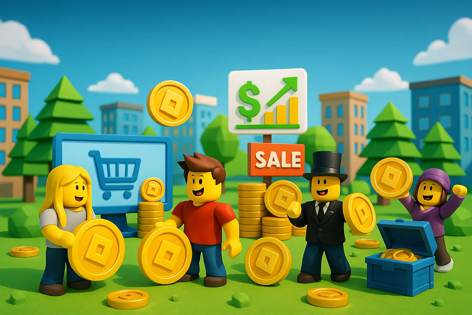 Roblox monetisation trends with coins, sales, and player rewards